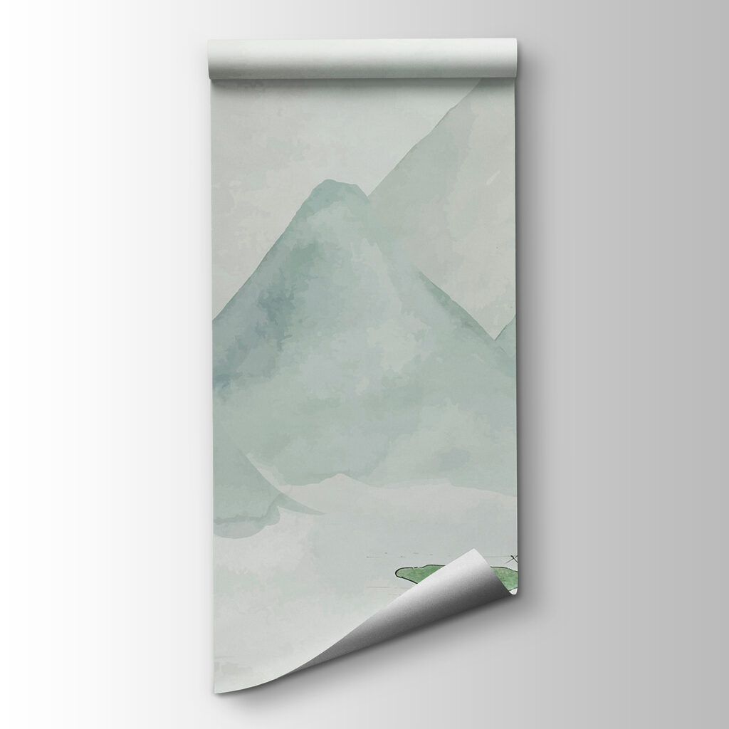Painting of mountains and water