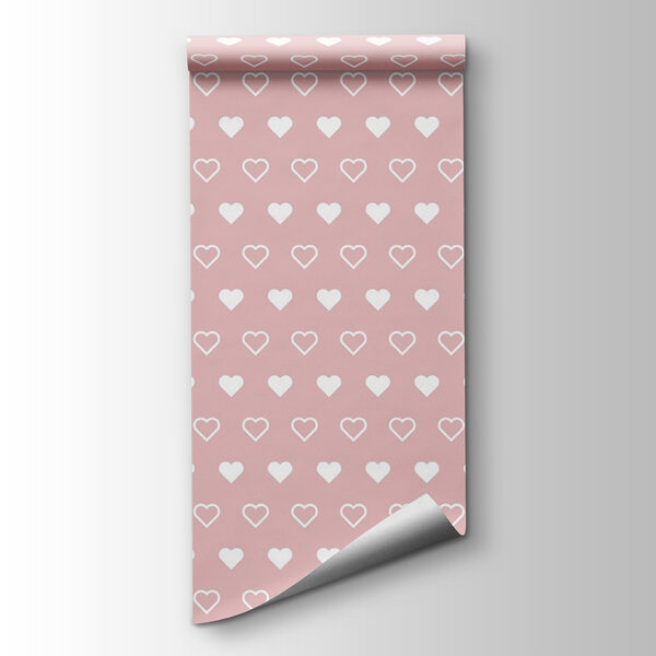 Pattern of white hearts on a pink background Pattern of white hearts on a pink background