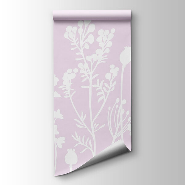 White flowers and leaves on a pink background White flowers and leaves on a pink background