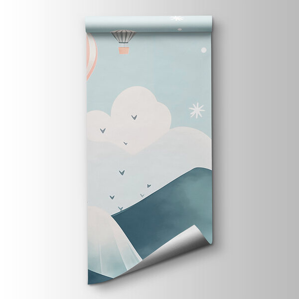 Hot air balloons flying over mountains Hot air balloons flying over mountains