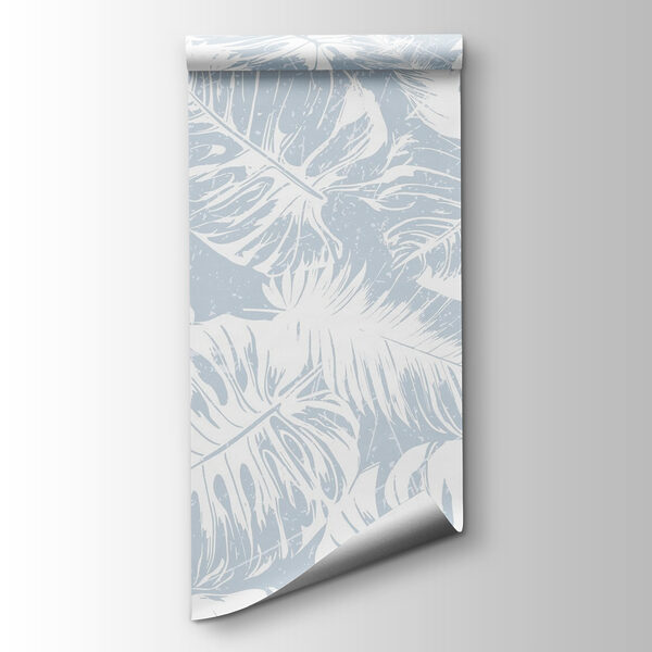 White leaves on a blue background