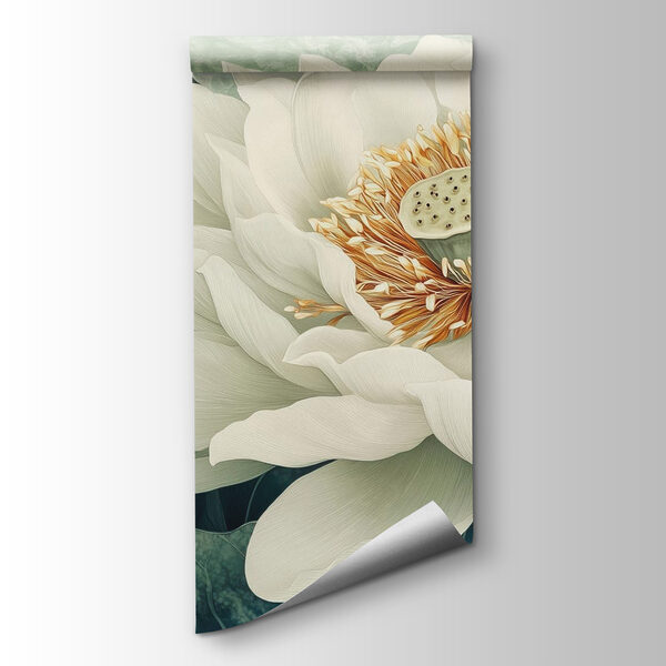 White flower with green leaves White flower with green leaves