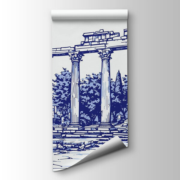 Drawing of a stone structure with columns