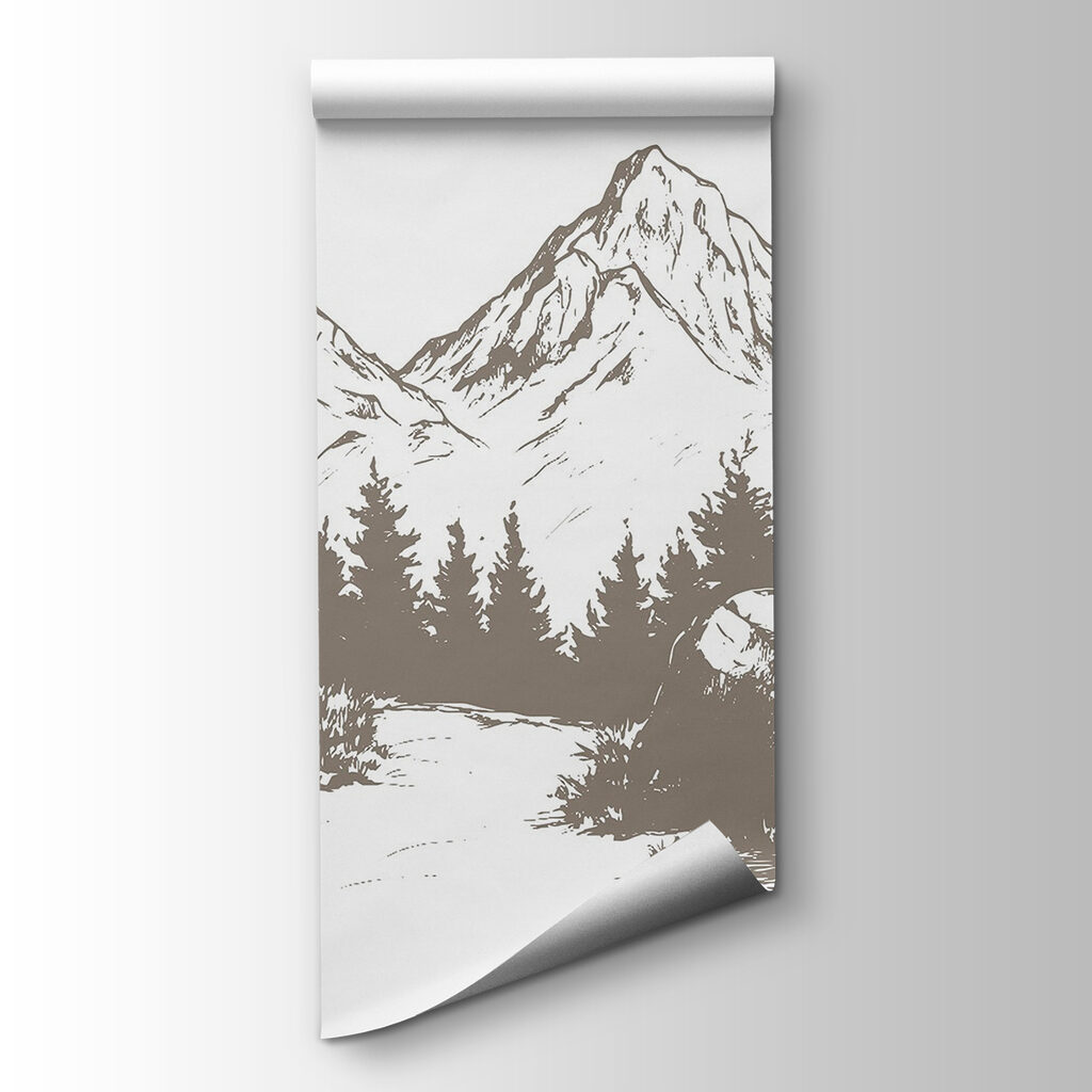 Mountain range with trees and rocks Mountain range with trees and rocks