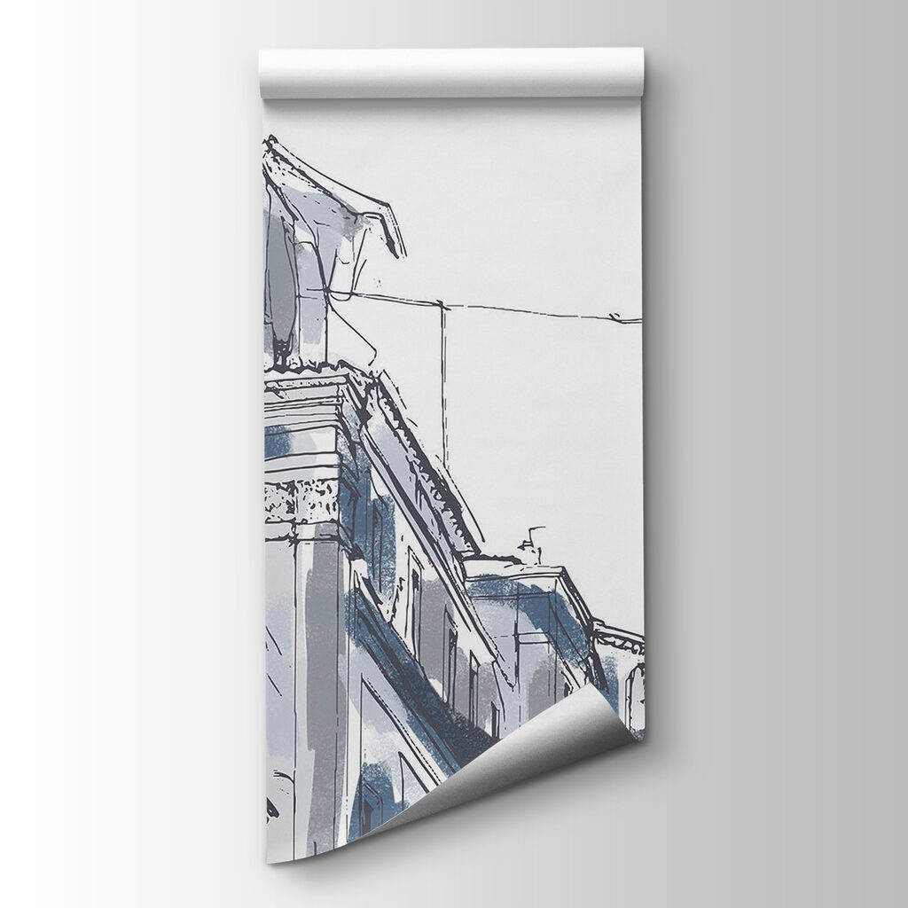 Drawing of a building with bells Drawing of a building with bells