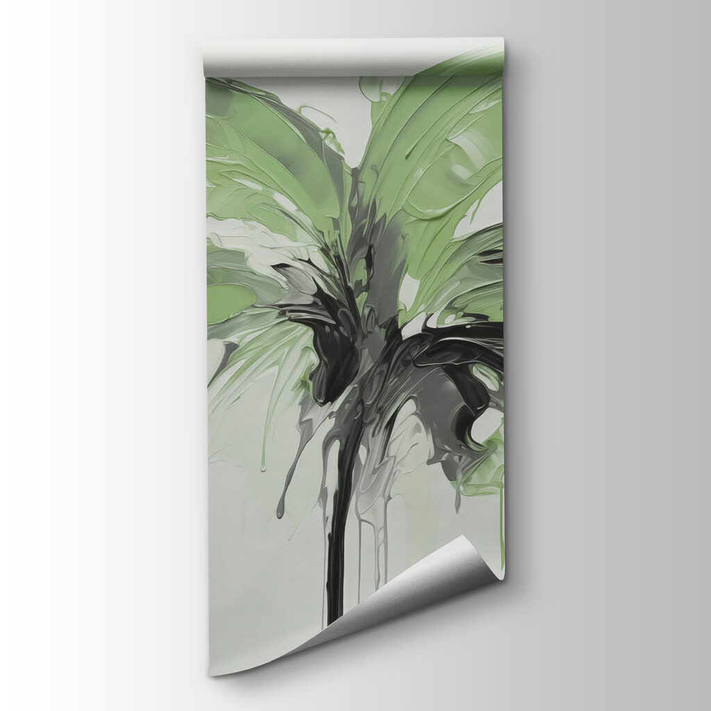 Palm tree painted with green paint