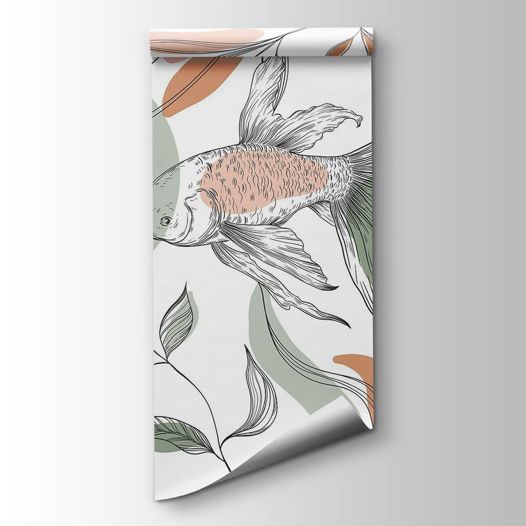 Fish and plants on a white background Fish and plants on a white background