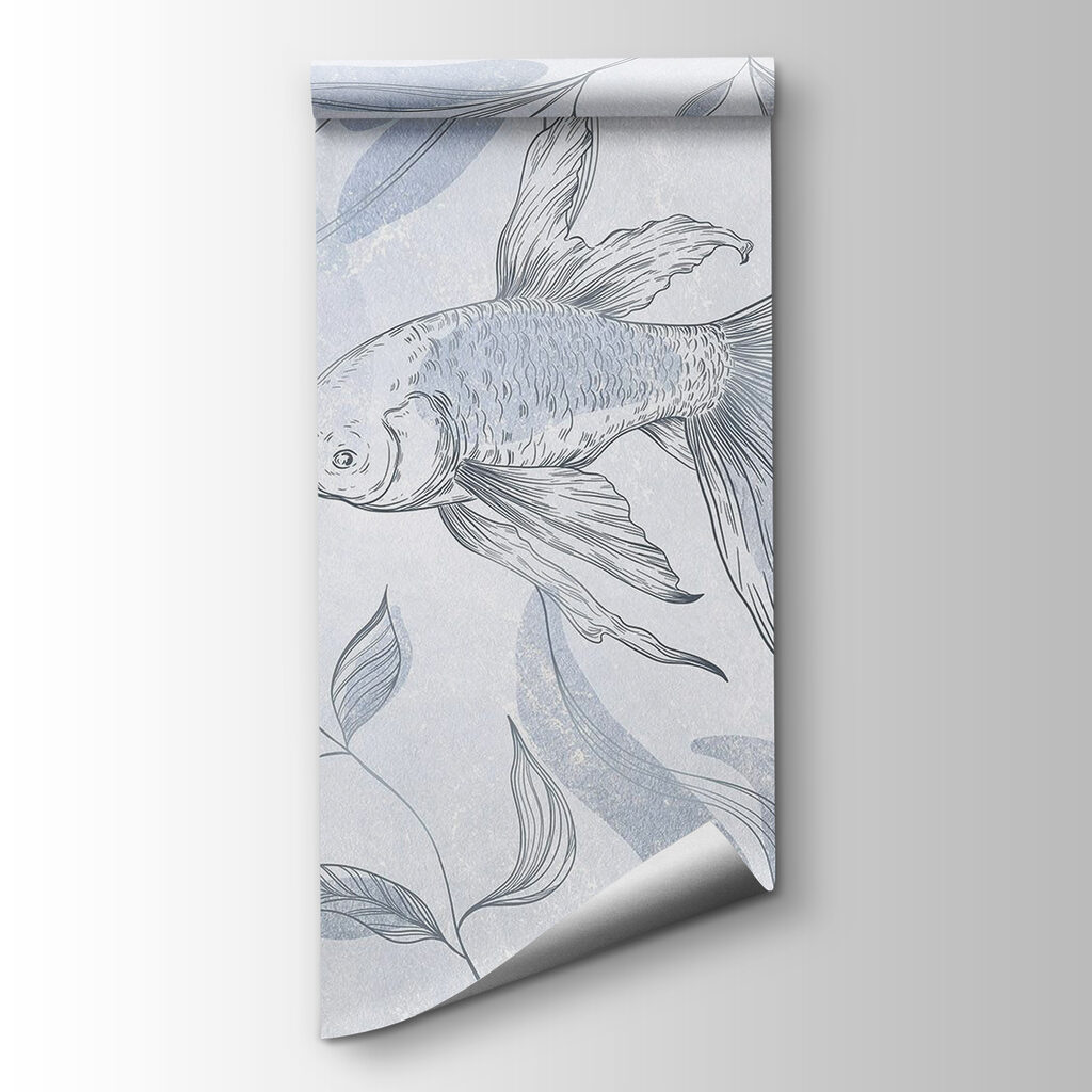 Drawing of a fish and plants Drawing of a fish and plants