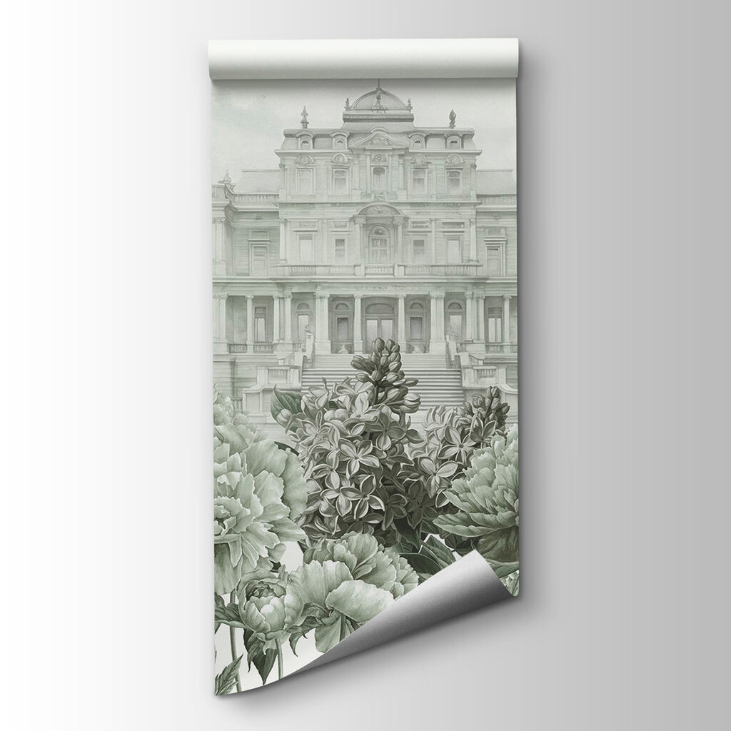 Large white building with flowers Large white building with flowers