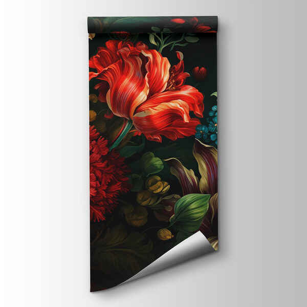 Painting of flowers on a dark background