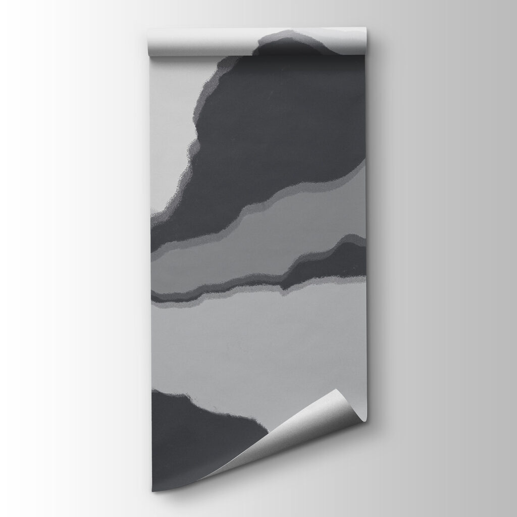 Grey and white image of a mountain