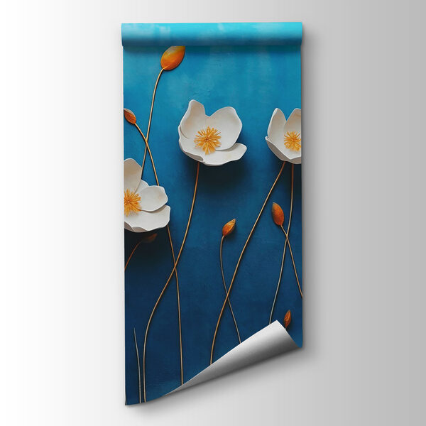 Group of white flowers on a blue background Group of white flowers on a blue background