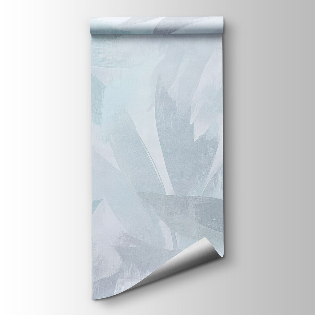 White and grey background with leaves