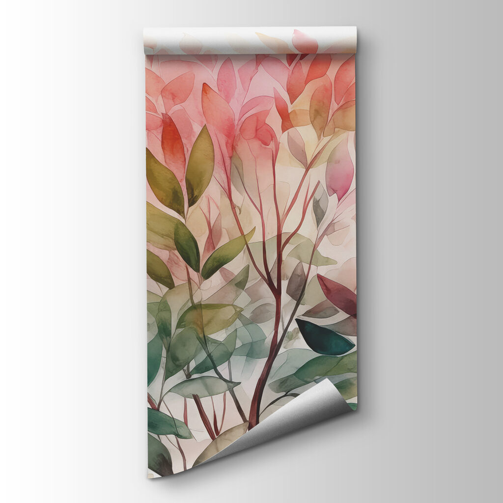 A painting of a tree with leaves