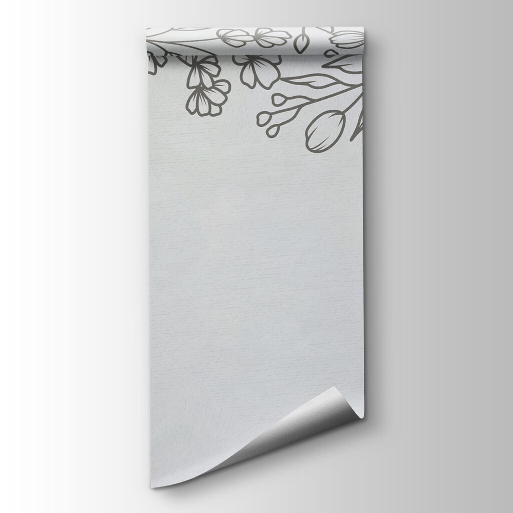 A white background with black and white flowers