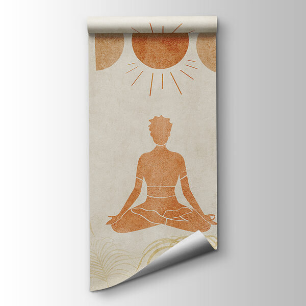 Drawing of a person meditating in the middle of a field Drawing of a person meditating in the middle of a field