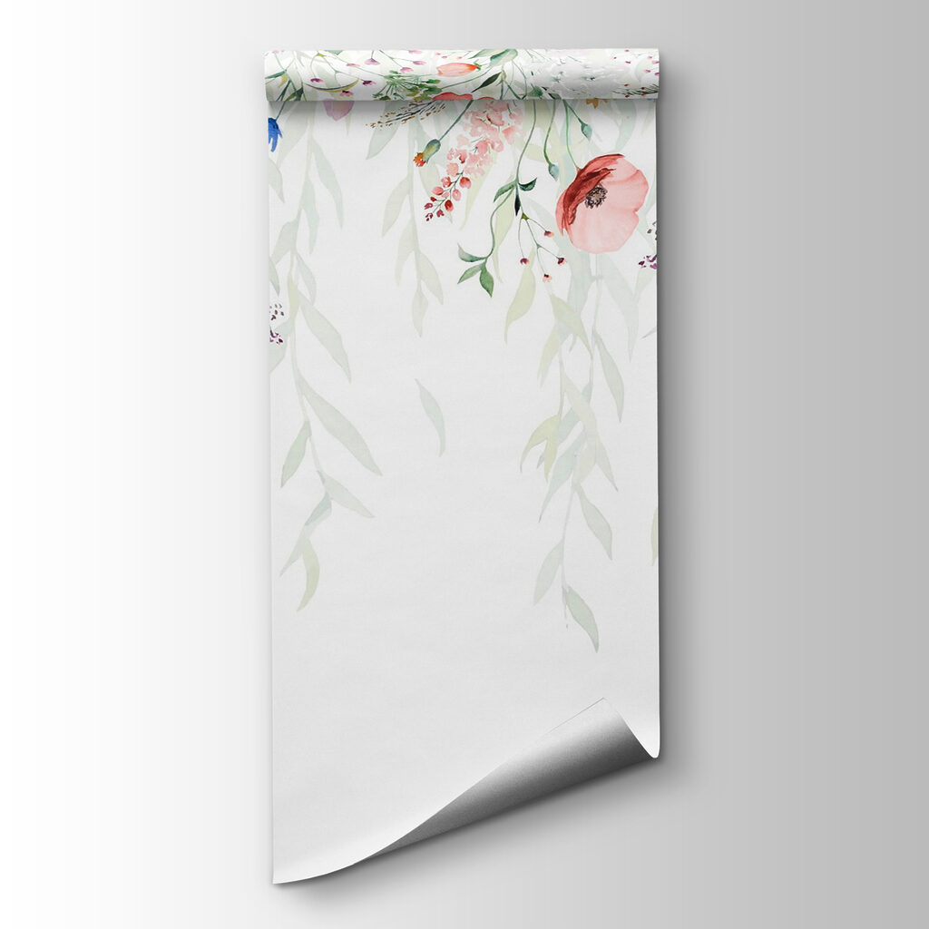 Watercolor painting of flowers and leaves