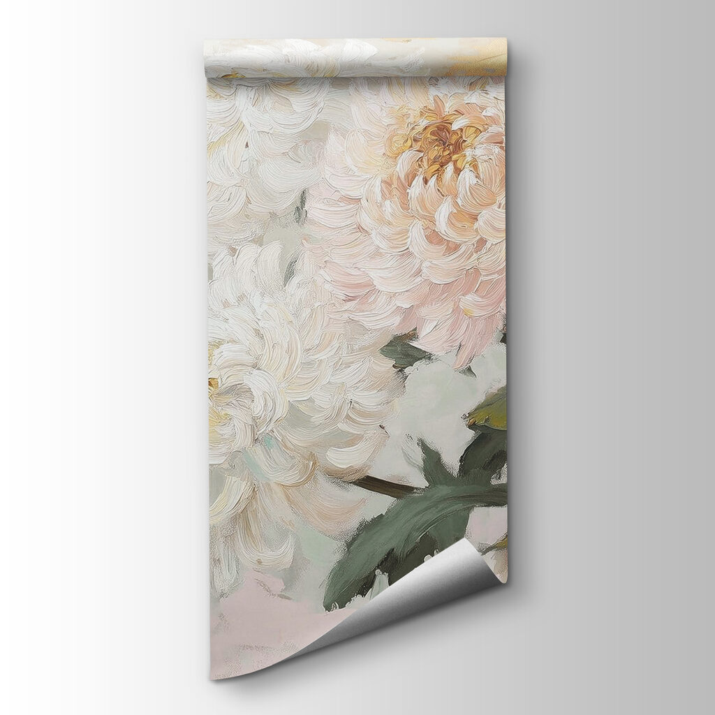 Painting of flowers on a white surface