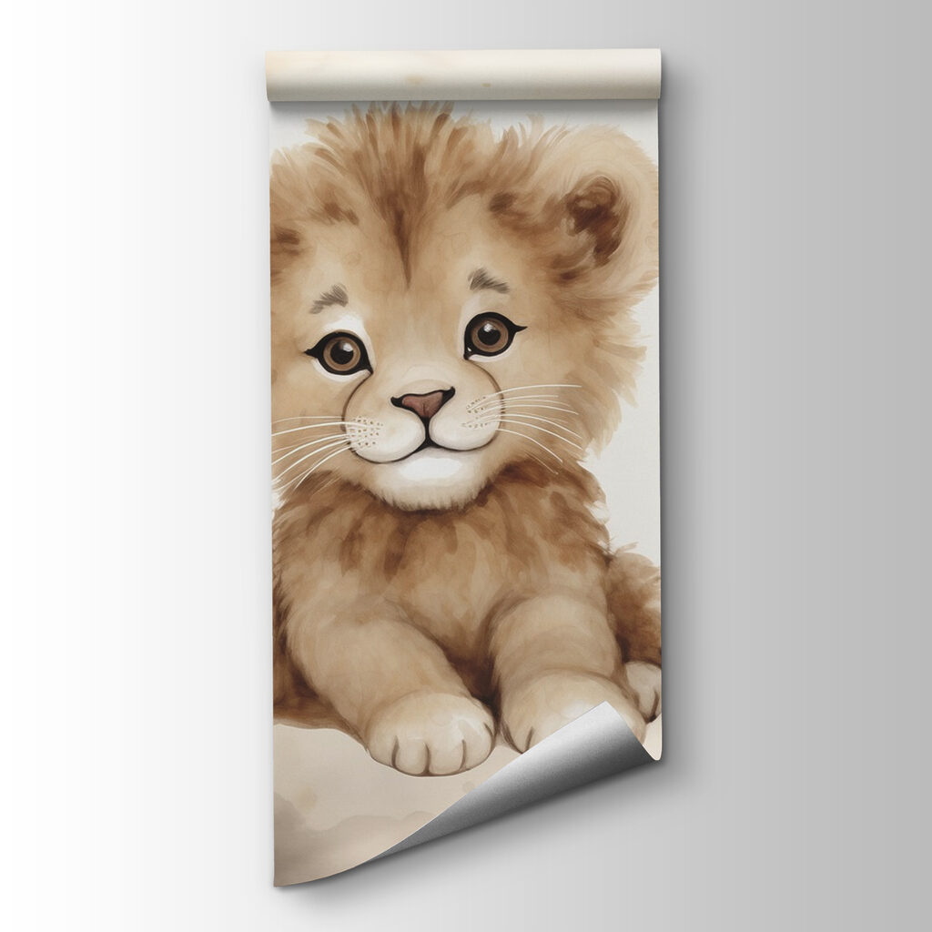 Watercolor of a lion cub