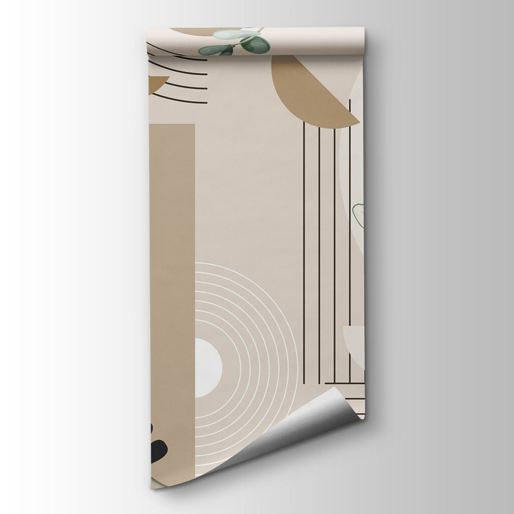 Wallpaper with a plant and leaves