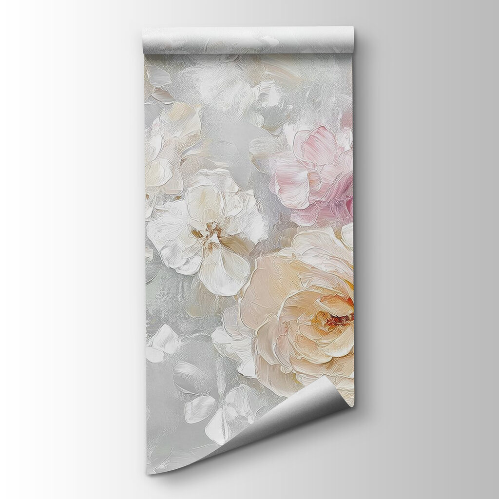 Painting of flowers on a white surface