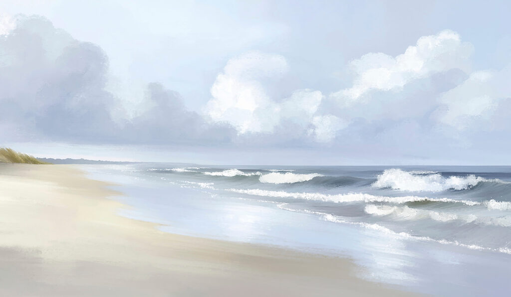 Beach with waves crashing on the shore Beach with waves crashing on the shore