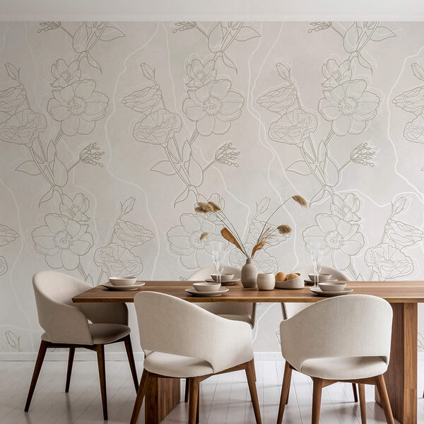 Biely a hnedý kvetinový vzor