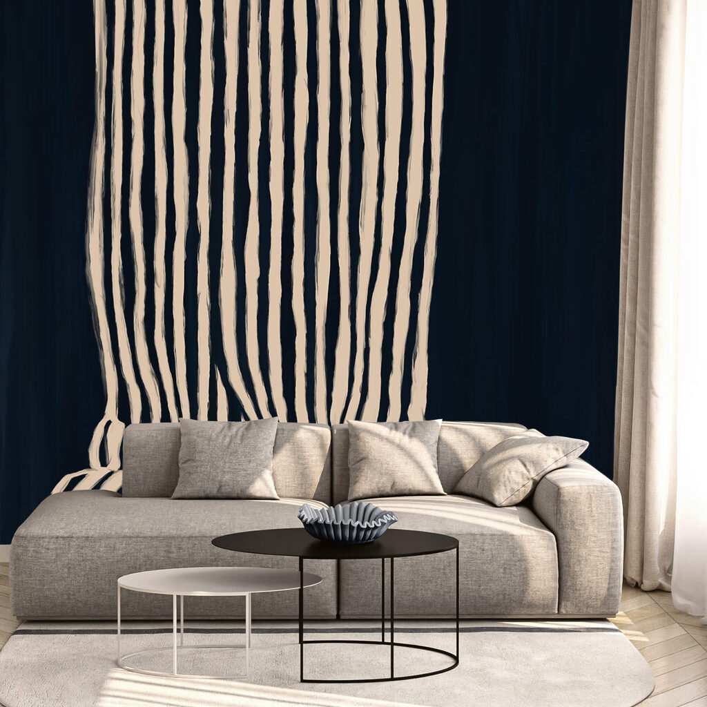 Čierno-biela pruhovaná záclona Čierno-biela pruhovaná záclona