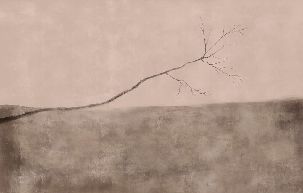 Tree branch in a field Tree branch in a field