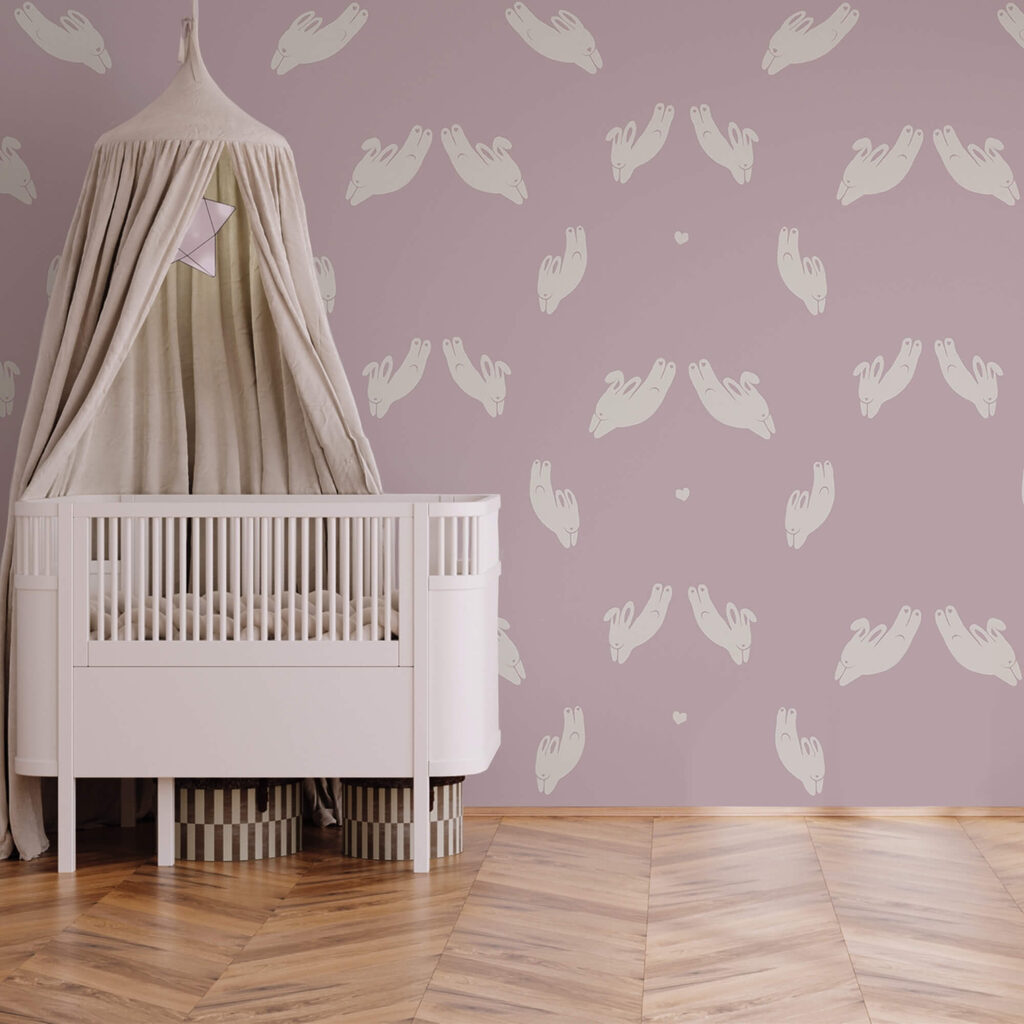 Vzor králikov na fialovom pozadí