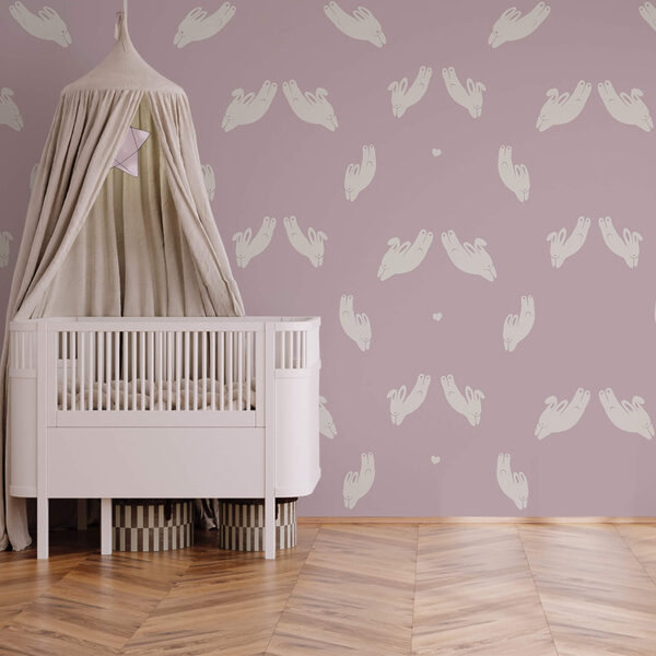 Vzor králikov na fialovom pozadí