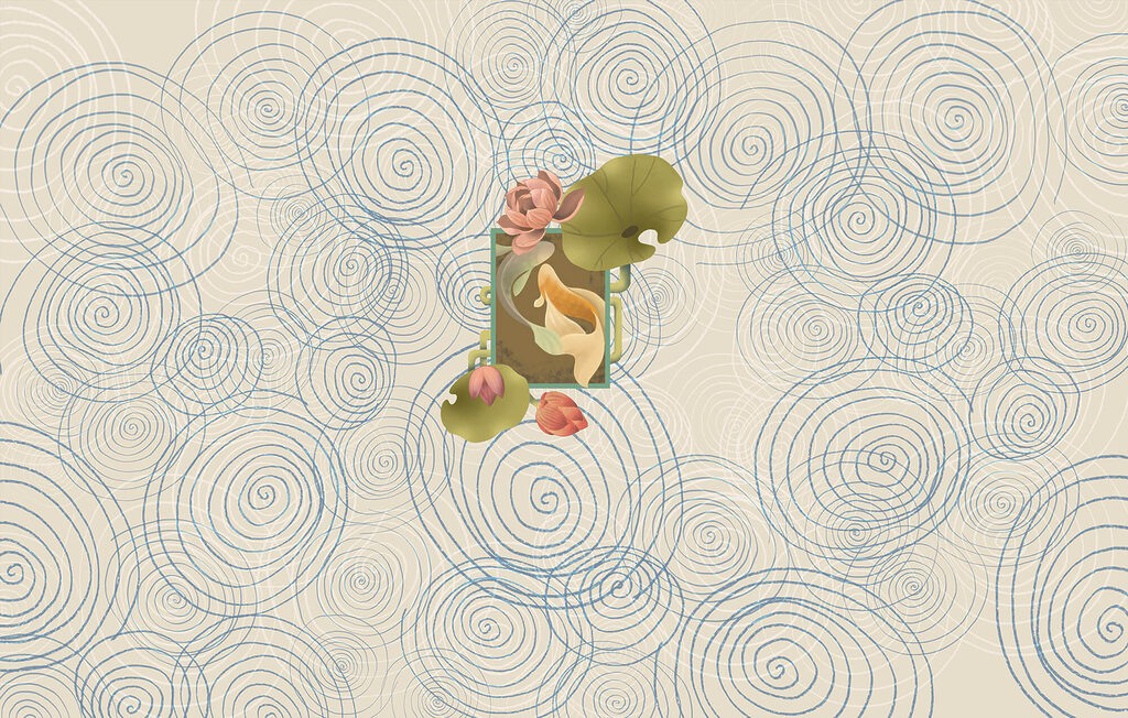 Pattern of spirals and flowers Pattern of spirals and flowers