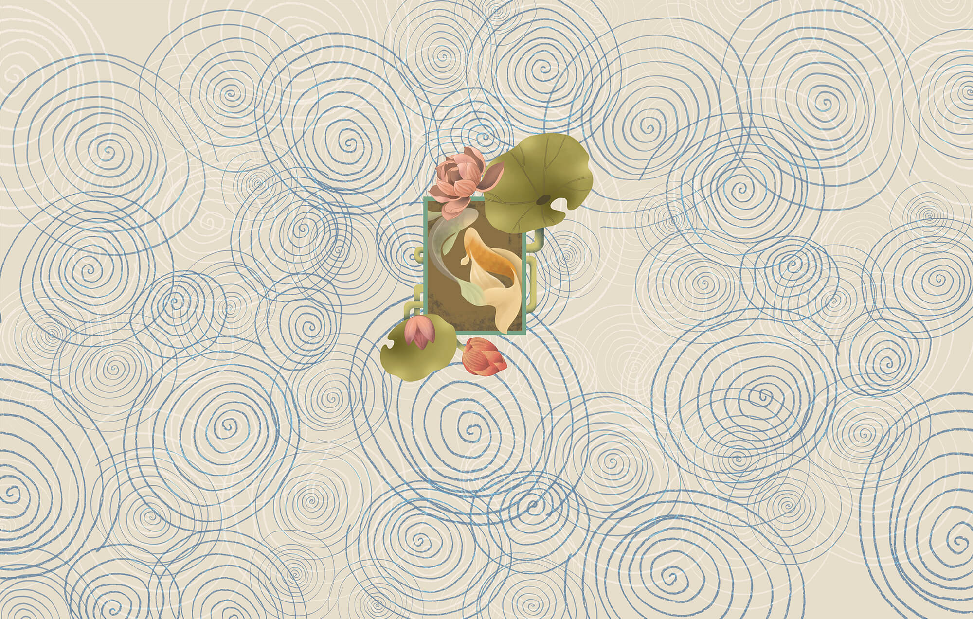 Pattern of spirals and flowers Pattern of spirals and flowers