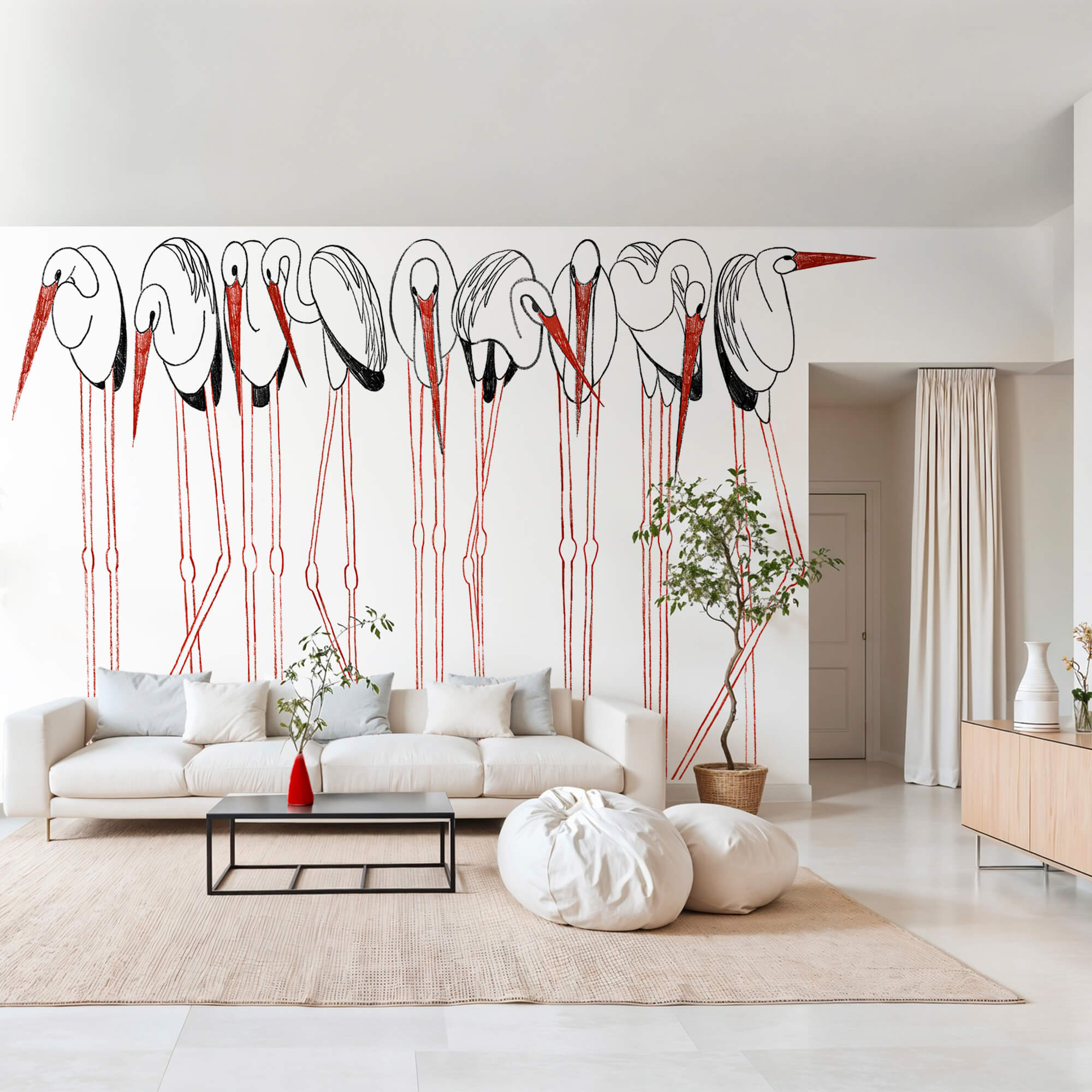 Skupina vtákov s dlhými nohami Skupina vtákov s dlhými nohami