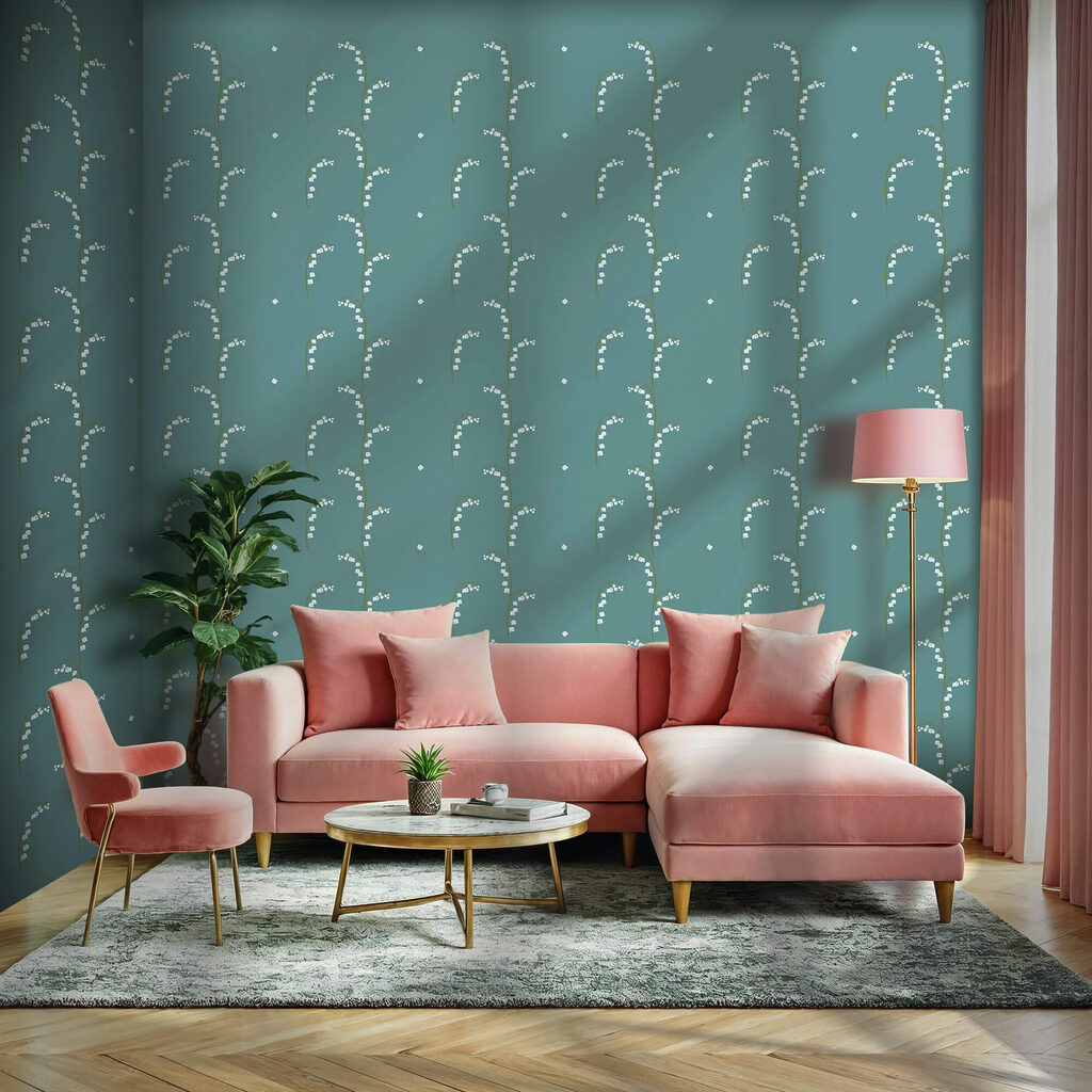 Vzor bielych kvetov na modrom pozadí Vzor bielych kvetov na modrom pozadí