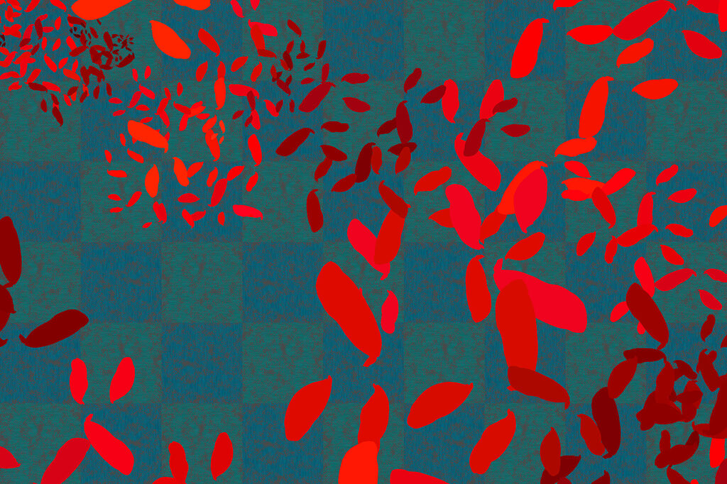Red leaves on a blue background Red leaves on a blue background