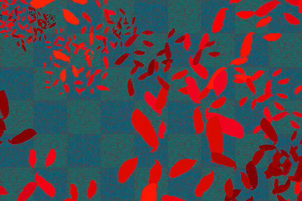 Red leaves on a blue background Red leaves on a blue background