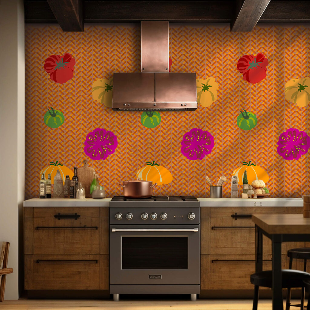 Skupina paradajok na tkanej ploche