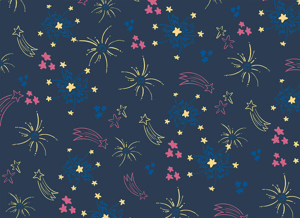 Pattern of fireworks and stars Pattern of fireworks and stars