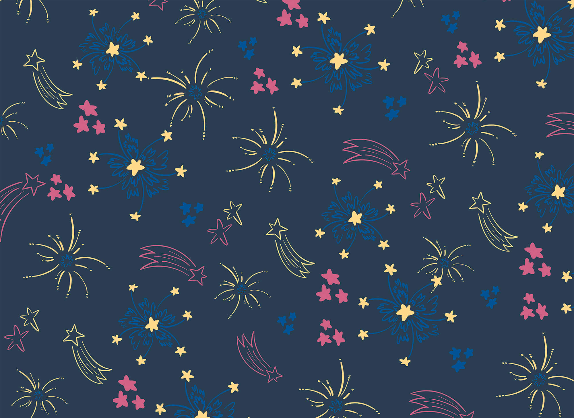 Pattern of fireworks and stars Pattern of fireworks and stars
