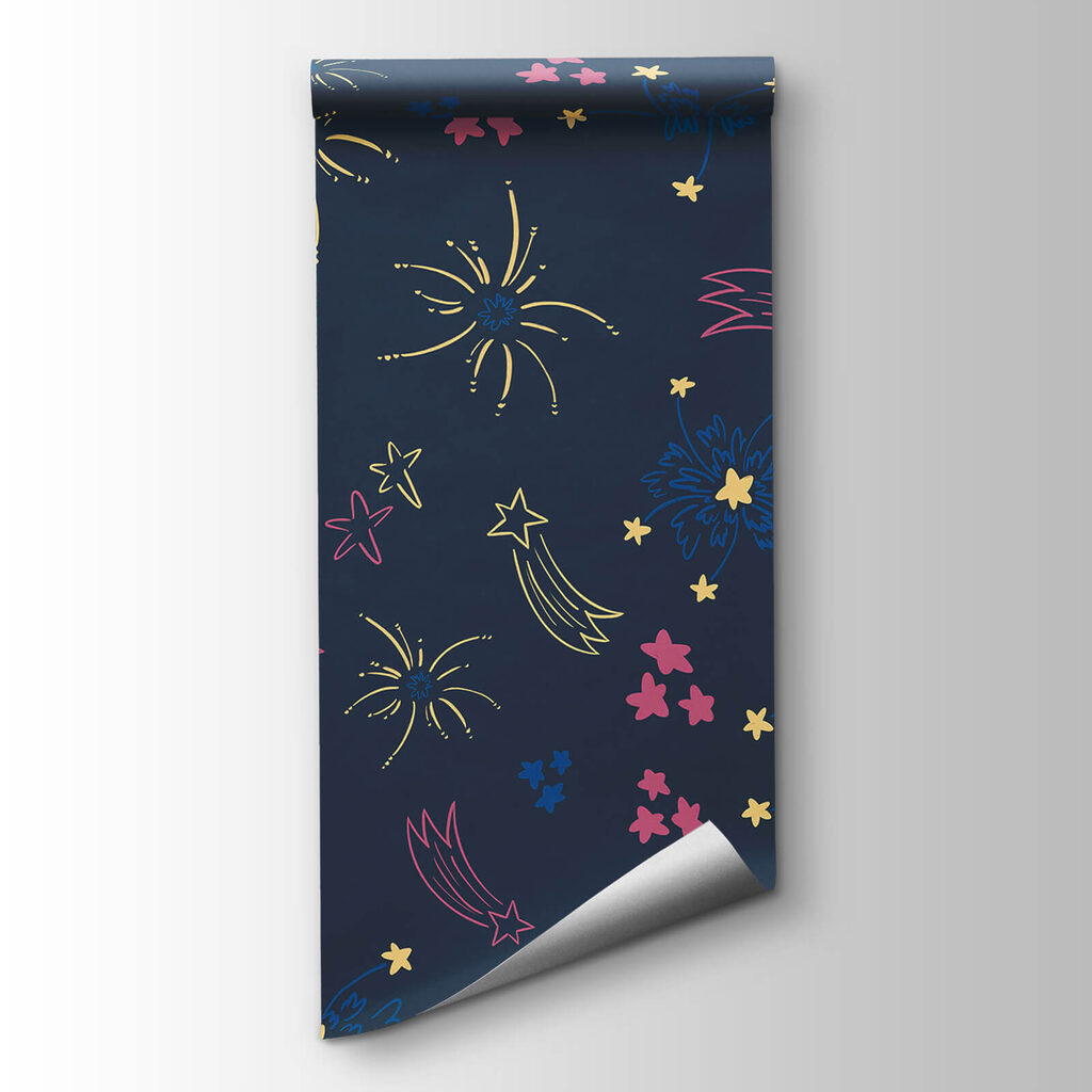 Pattern of fireworks and stars Pattern of fireworks and stars