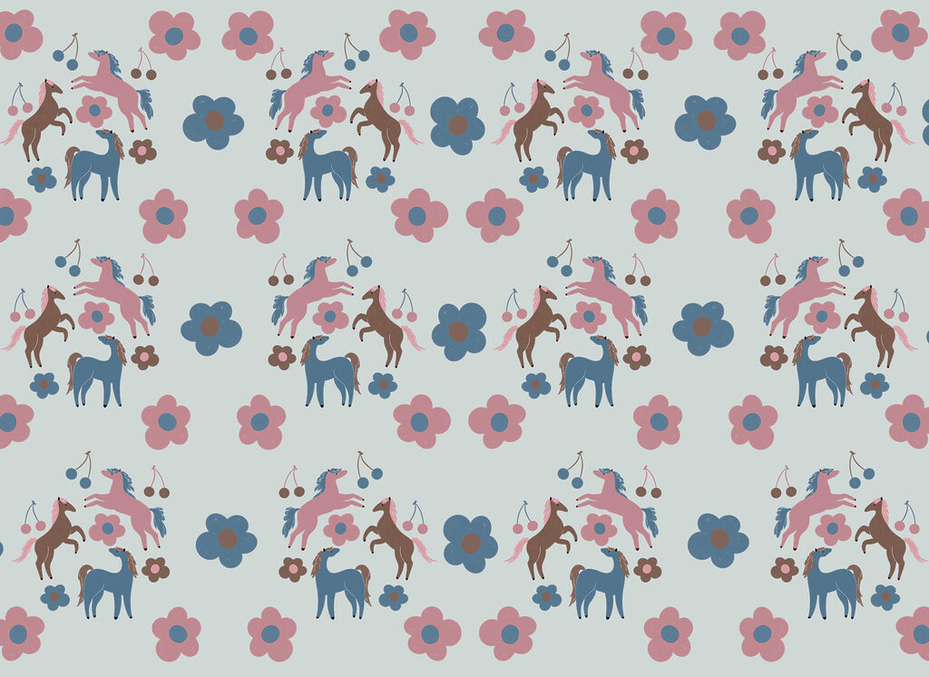 Pattern of horses and flowers Pattern of horses and flowers