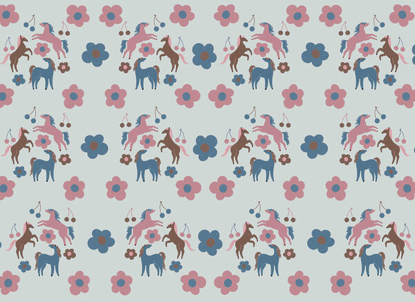 Pattern of horses and flowers Pattern of horses and flowers