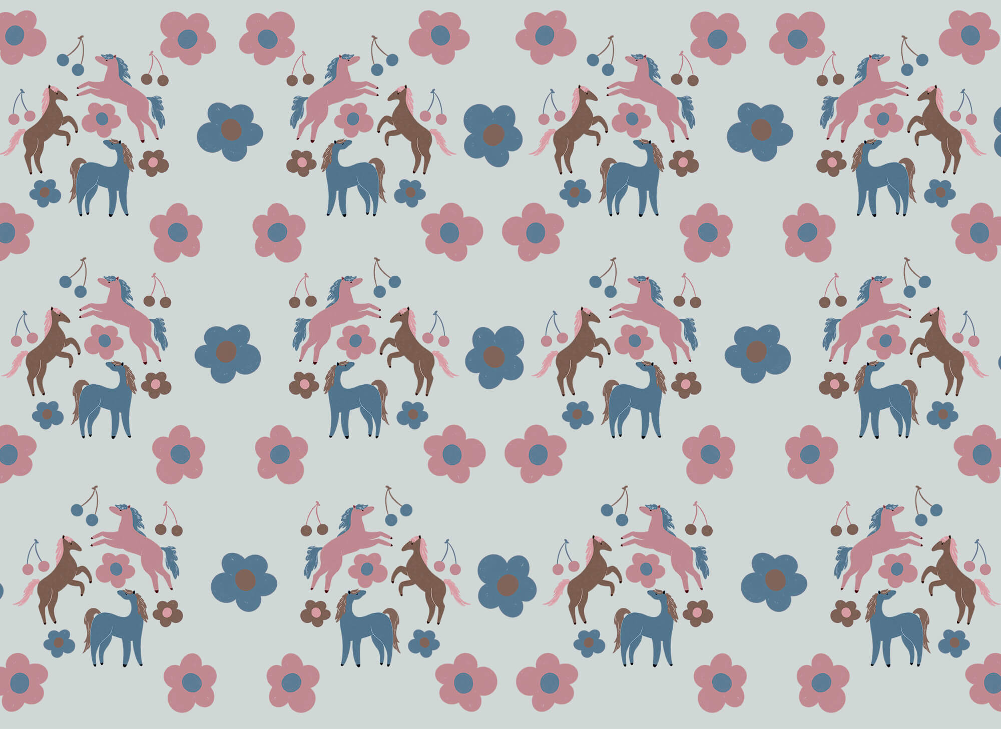 Pattern of horses and flowers Pattern of horses and flowers