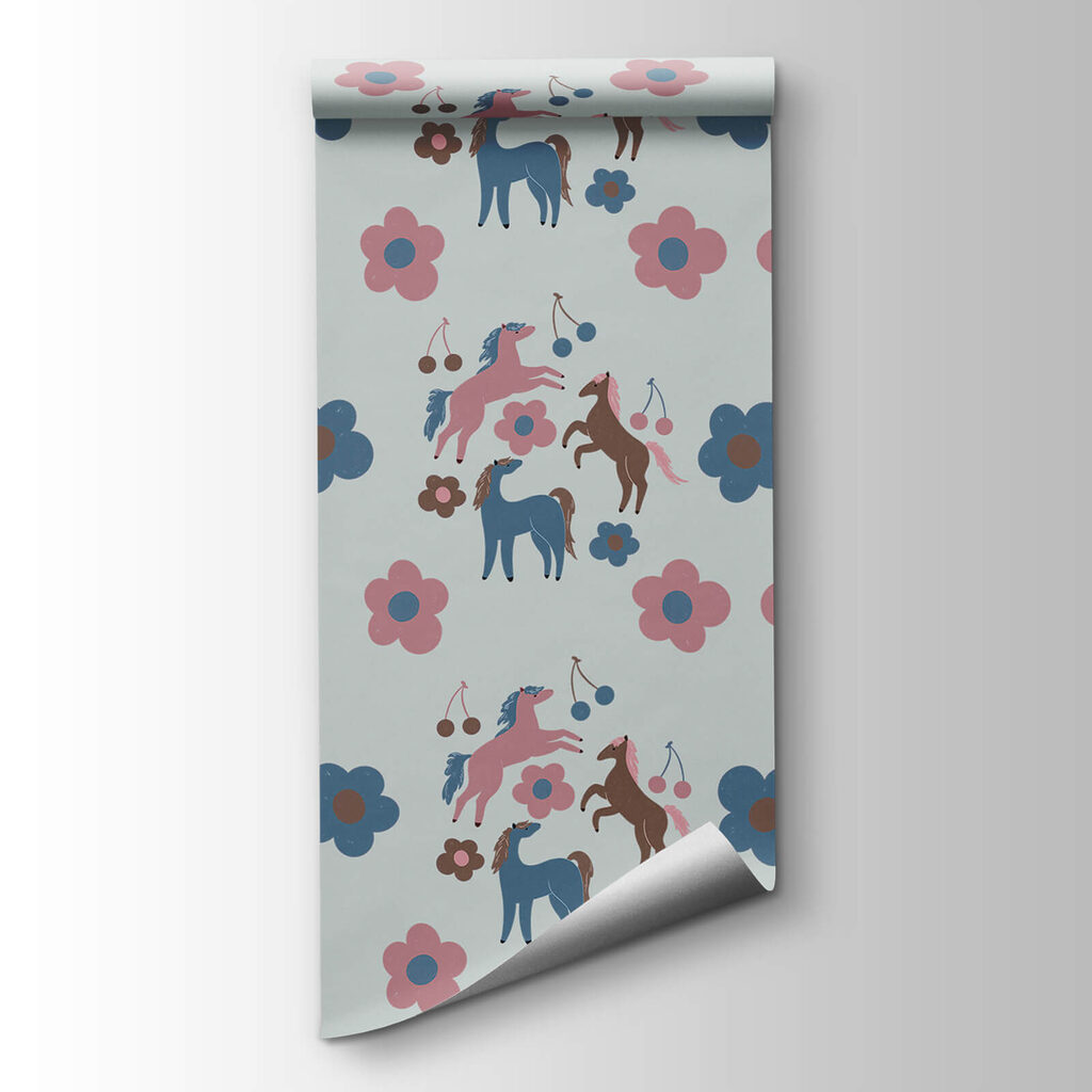 Pattern of horses and flowers Pattern of horses and flowers