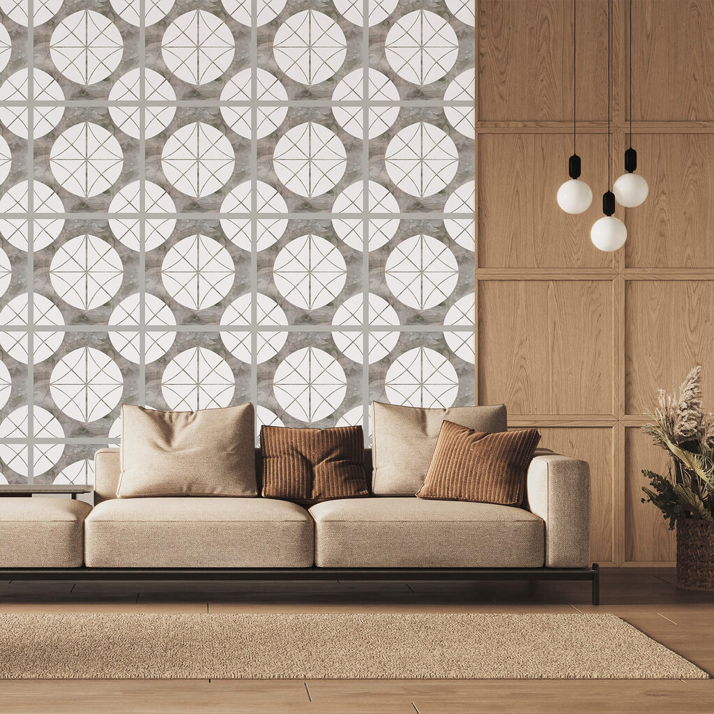 Vzor bielych kruhov a sivých štvorcov Vzor bielych kruhov a sivých štvorcov