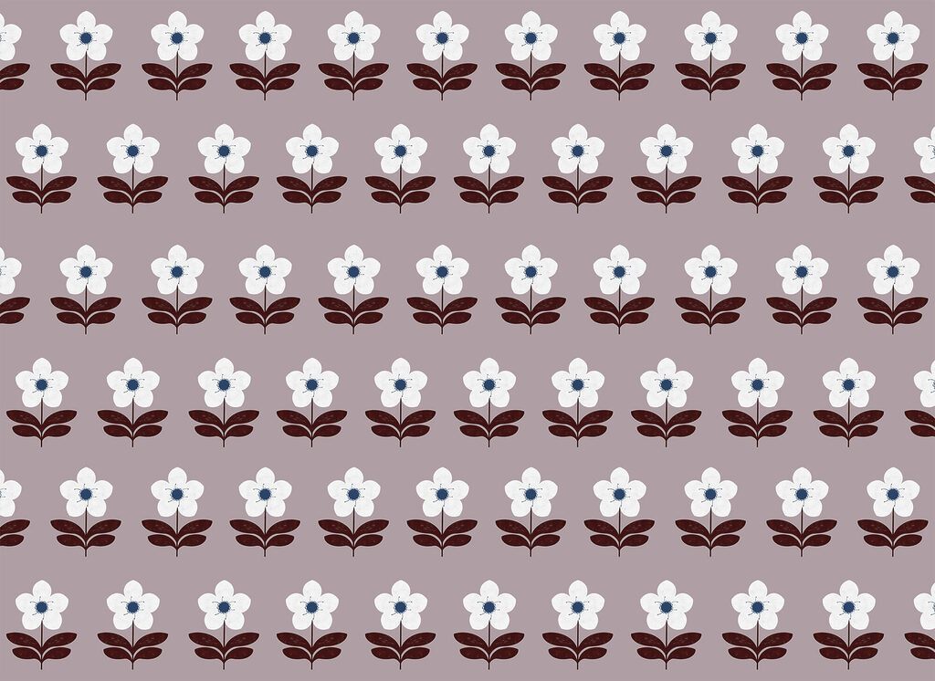 Pattern of white flowers and brown leaves Pattern of white flowers and brown leaves