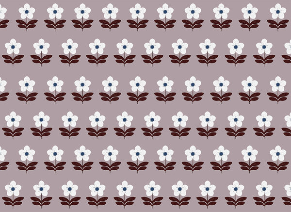 Pattern of white flowers and brown leaves Pattern of white flowers and brown leaves