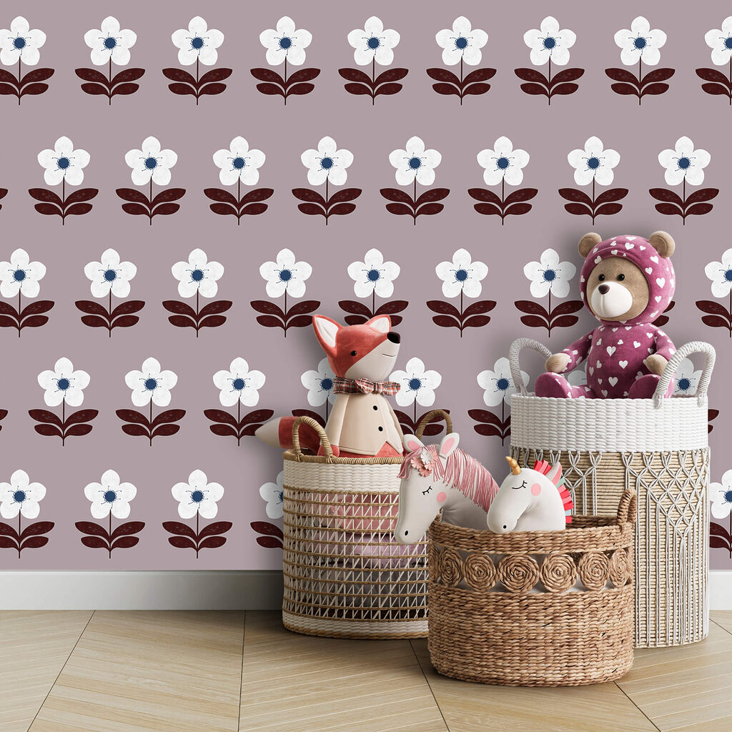 Vzor bielych kvetov a hnedých listov Vzor bielych kvetov a hnedých listov