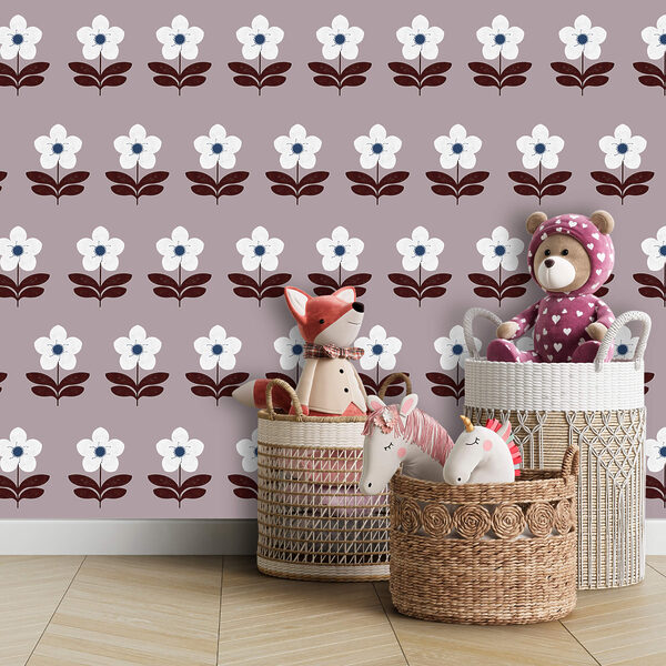 Vzor bielych kvetov a hnedých listov Vzor bielych kvetov a hnedých listov